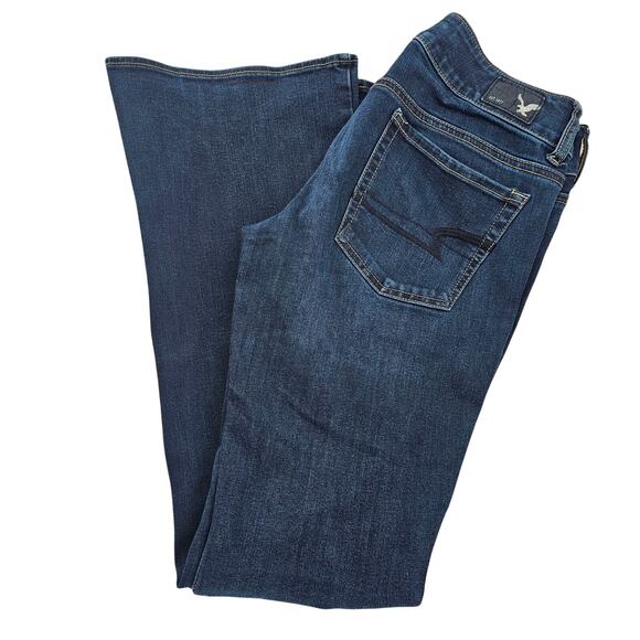 American Eagle Artist Jeans 8 Super Stretch Dark Wash Whisker Casual Preppy - Picture 1 of 11